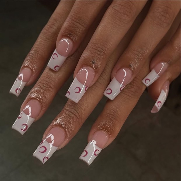A milky French with a crescent print